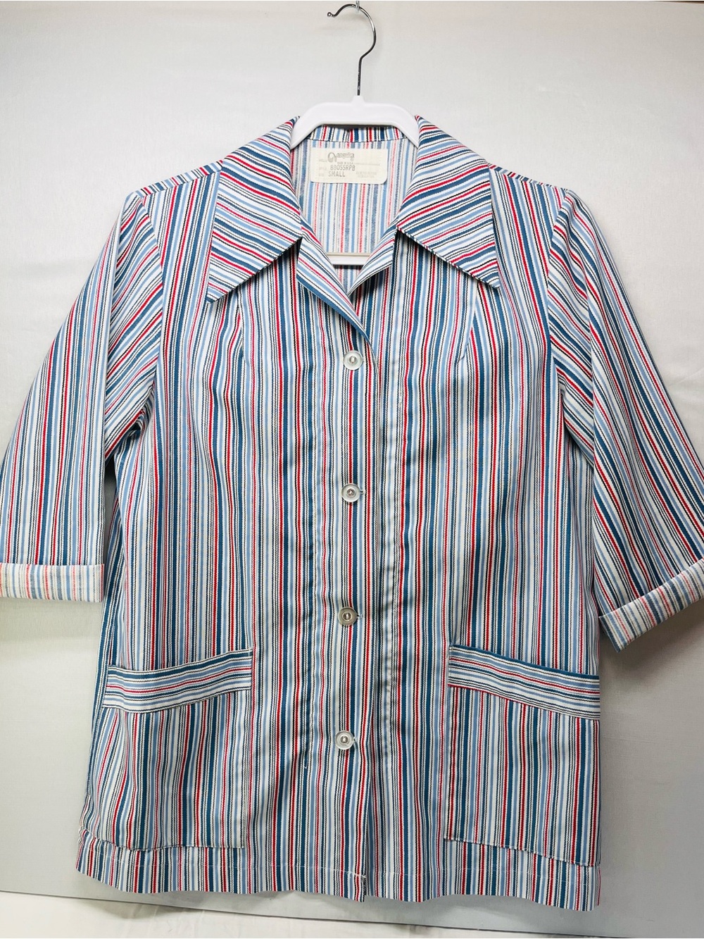 Vintage Angel Striped Button-Front Blazer in Red, Blue & White
